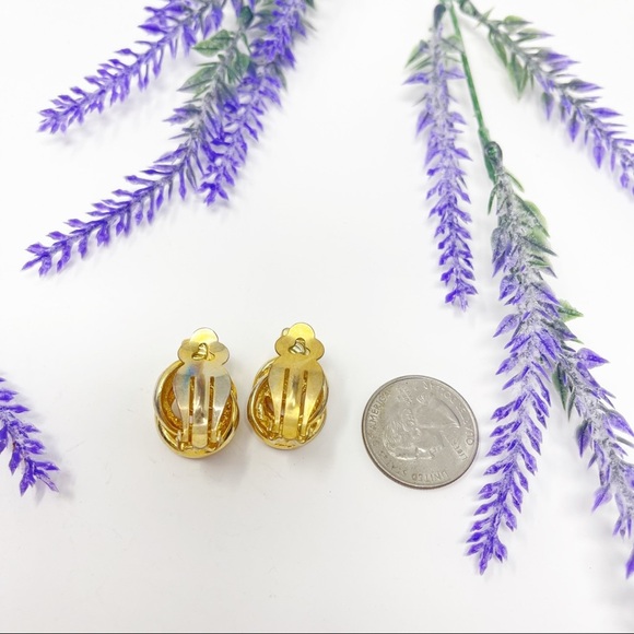Vintage Two Tone Twisted Knot Dainty Clip On Earrings - Picture 2 of 4